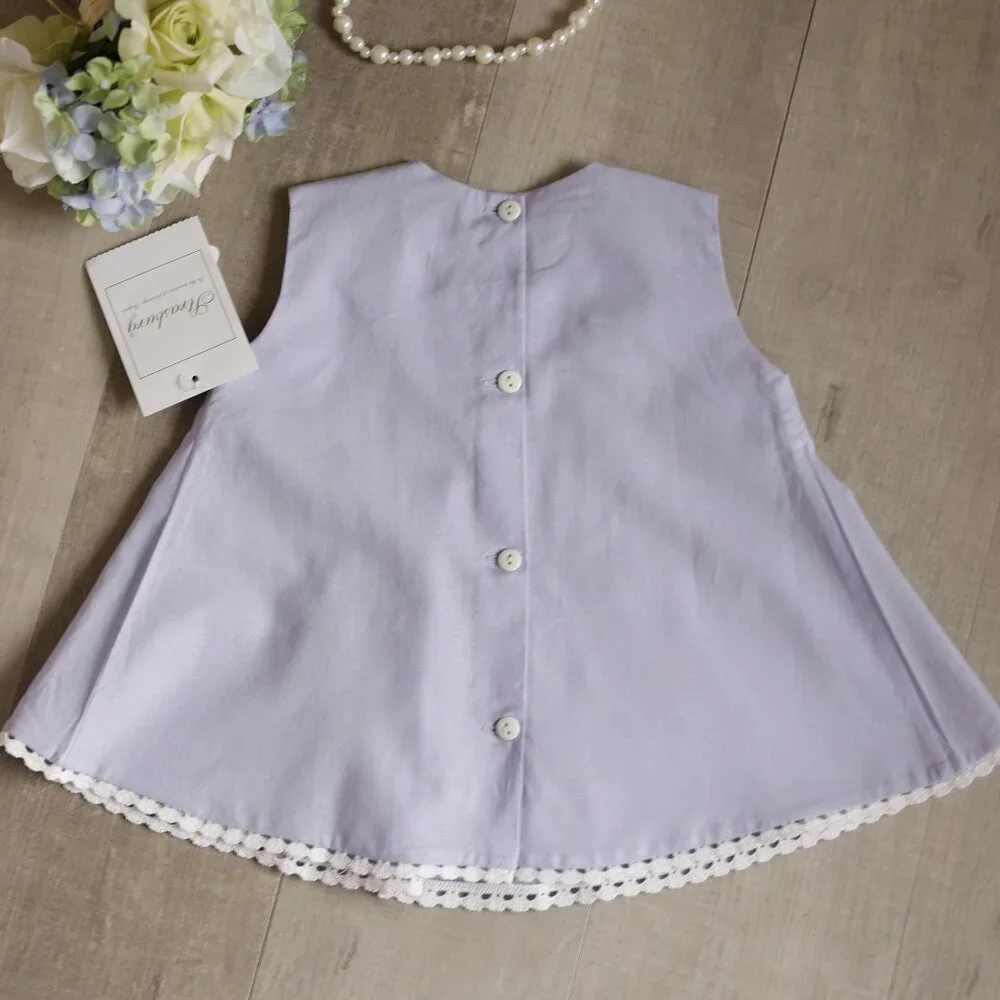 Strasburg Lavender Cotton RARE Set Embroidery Vacation Beach Portrait 3/6 Months